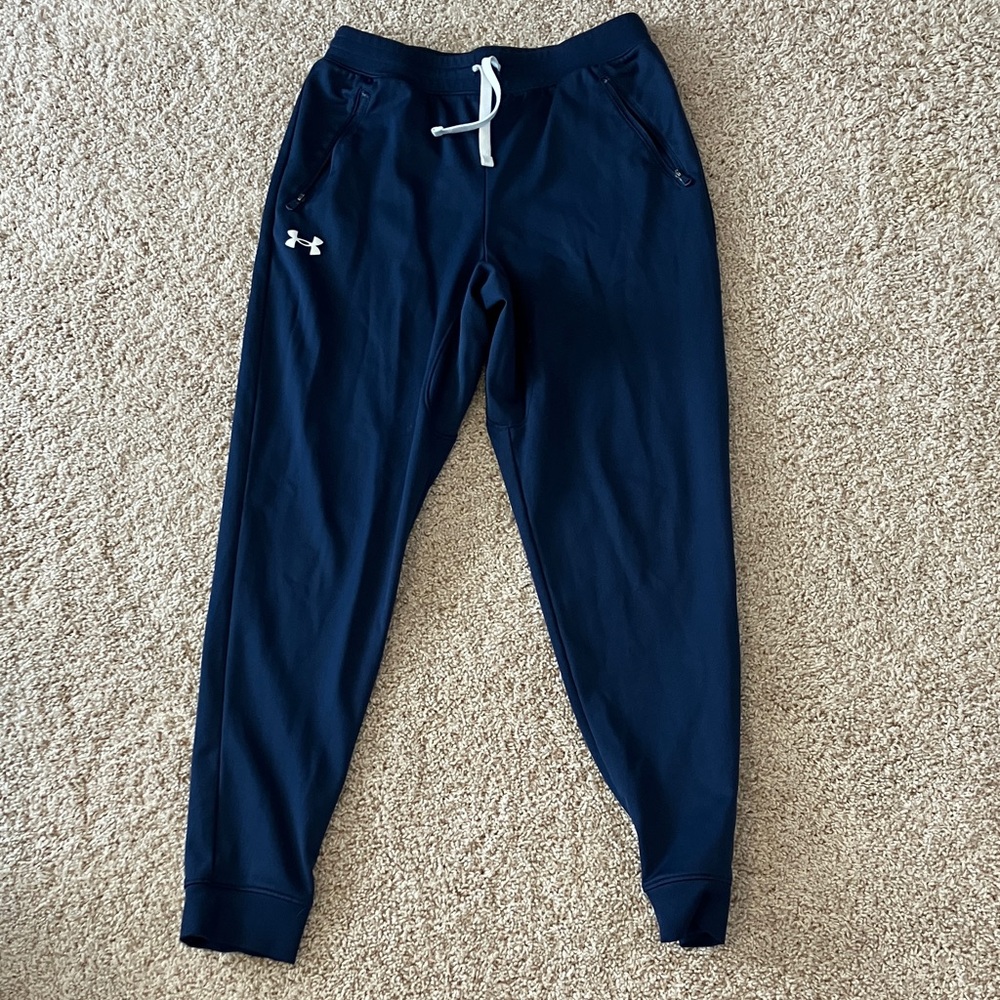Under Armour Kids Navy Blue Jogger Sweatpants with White Drawcord